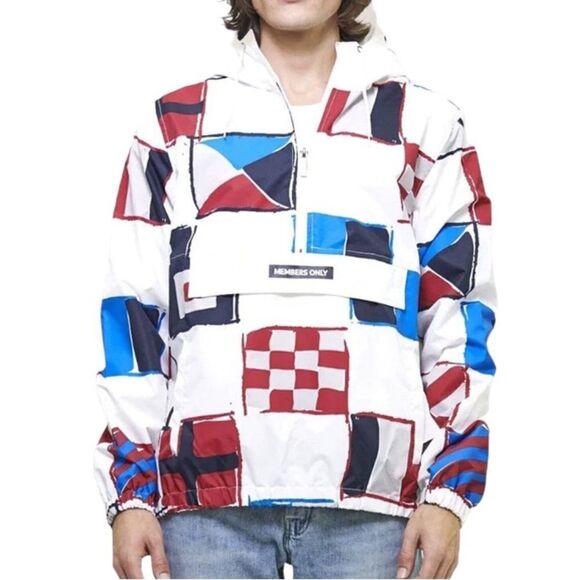 MEMBERS ONLY Flag Print Pullover Windbreaker Jacket - Picture 2 of 12